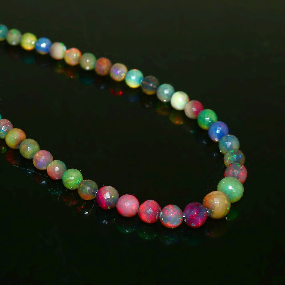 Beads Faceted Opal Natural Gemstone Ethiopian Strand Rondelle Round Loose 556