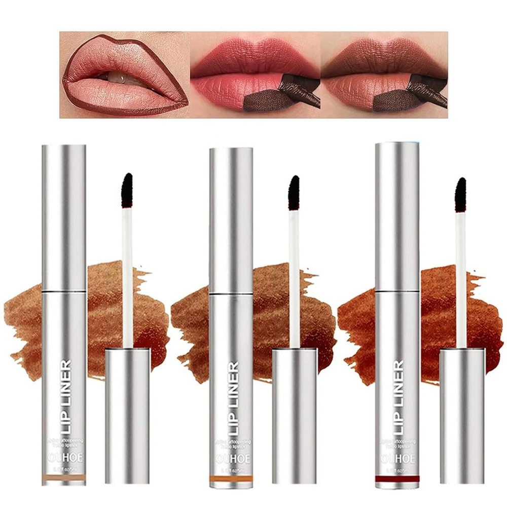 3PCS Peel Off Lip Liner Set,Long Lasting Lip Stain Peel Off,Waterproof Stay On A