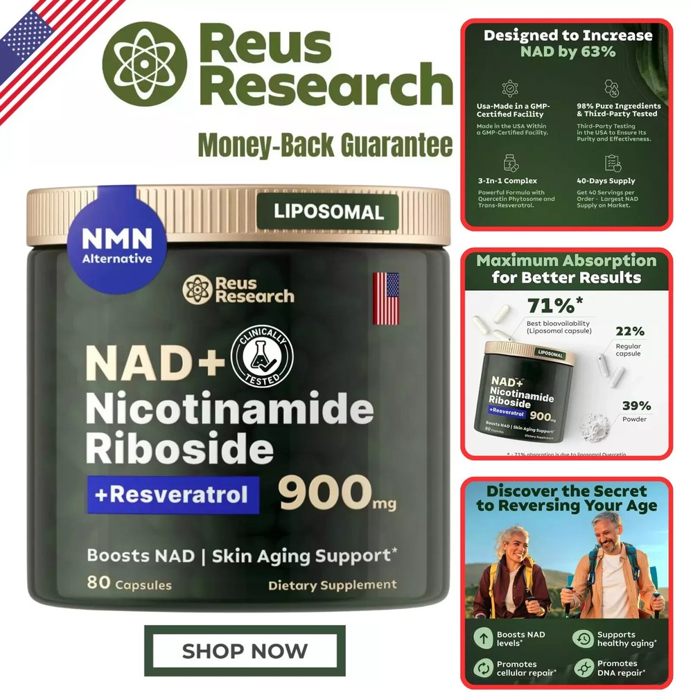 NAD+ Supplement for Anti Aging Energy  Focus Booster Nicotinamide Riboside