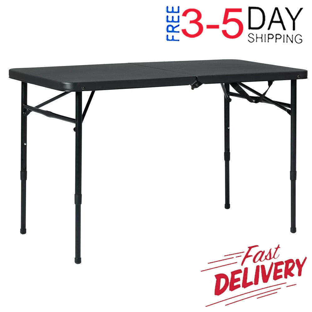 Folding Tables Rectangular Plastic Adjustable Dining Room Kitchen 4 Seating New