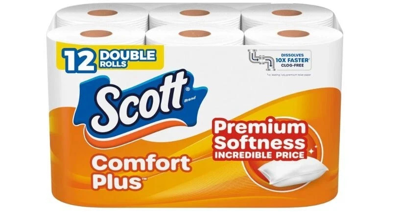 Scott ComfortPlus Septic Safe Toilet Paper 12 Double Rolls