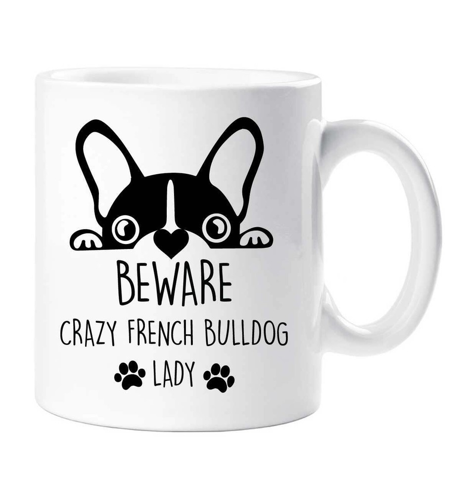 Taza Frenchie Cuidado Bulldog Francés Loco Dama Cumpleaños Navidad Mascota Regalo