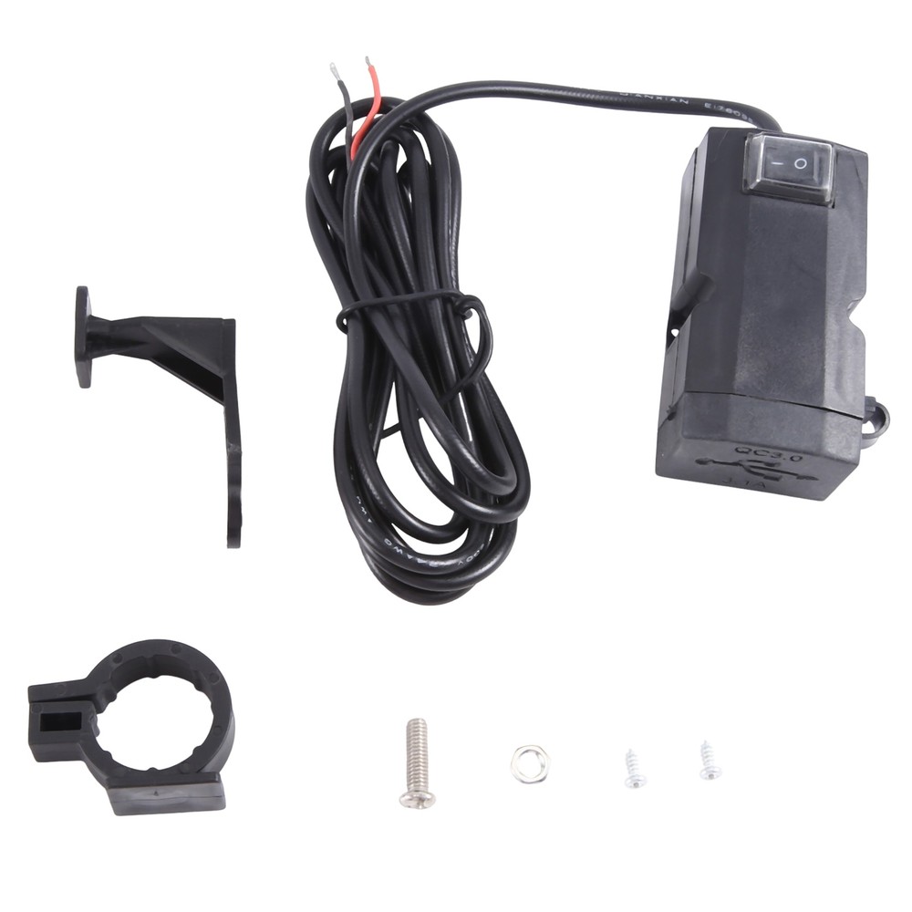 12V-24V QC3.0 Fast Charging Dual USB Motorcycle Handlebar Power Adapter