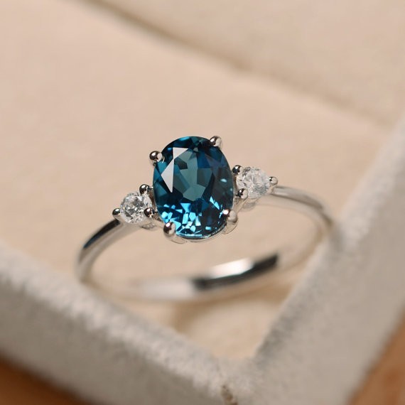 1.70 Ct Natural Blue Topaz Diamond Engagement Proposal Ring 14K Solid White Gold
