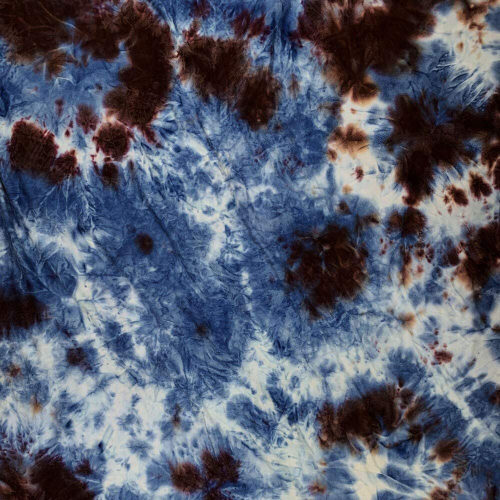 Inc Tie Dye Print Double Sided Brushed DTY Fabric in Sky Blue and Plum for a Vibrant Stylish Look