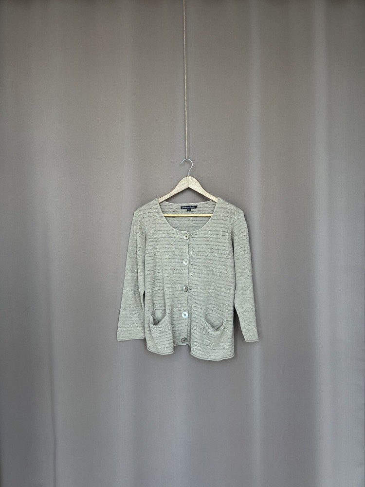 Gudrun Sjoden Womens Cardigan Button Sweater Size M Biege Long Sleeve