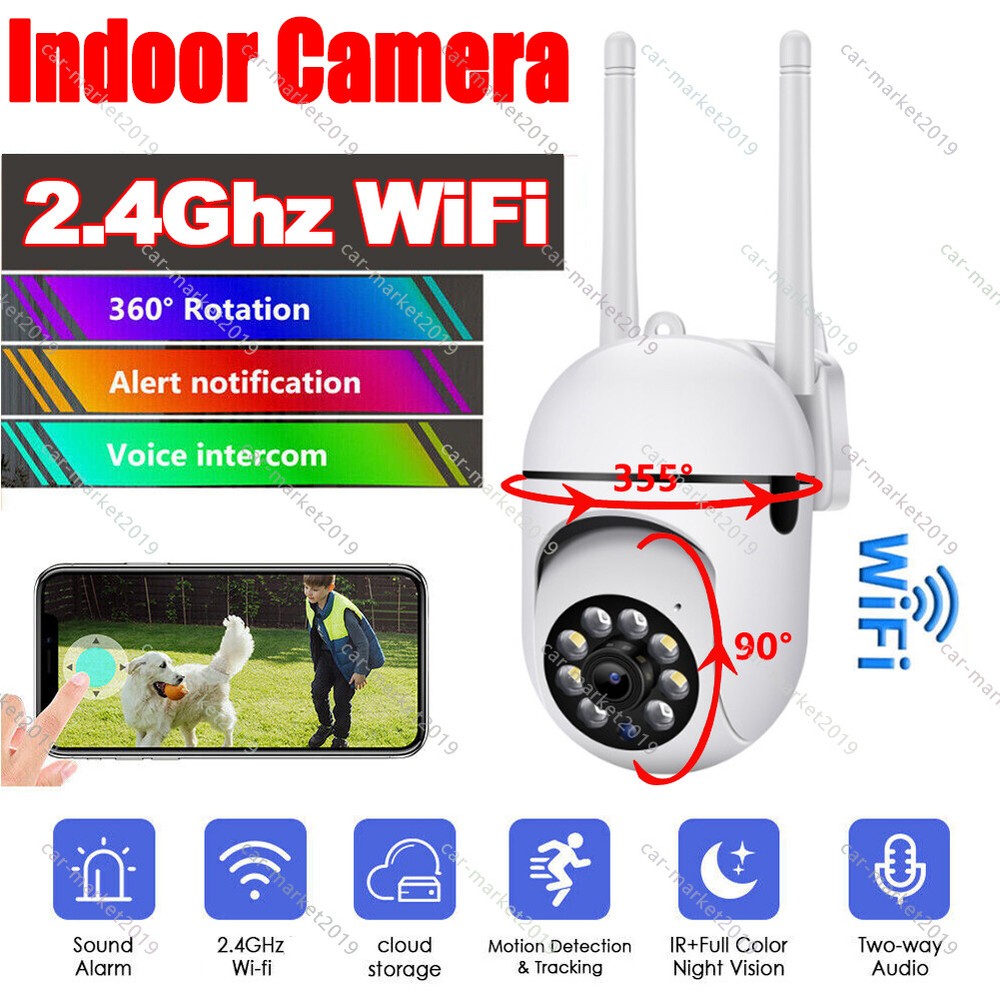 Wireless 1080P PTZ Home Security Camera with Motion Detection Color Night Vision 2.4Ghz WiFi