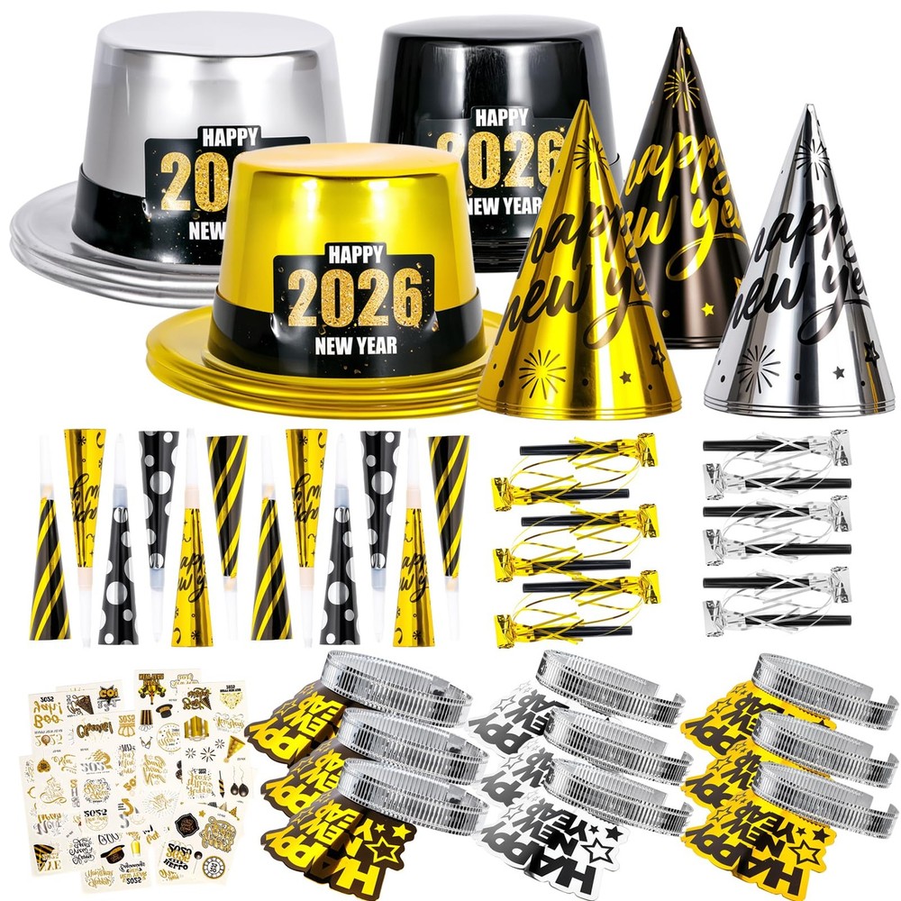 2026 New Years Eve Party Supplies, 60 Pcs New Year Eve Party Hats and Horns, ...-image