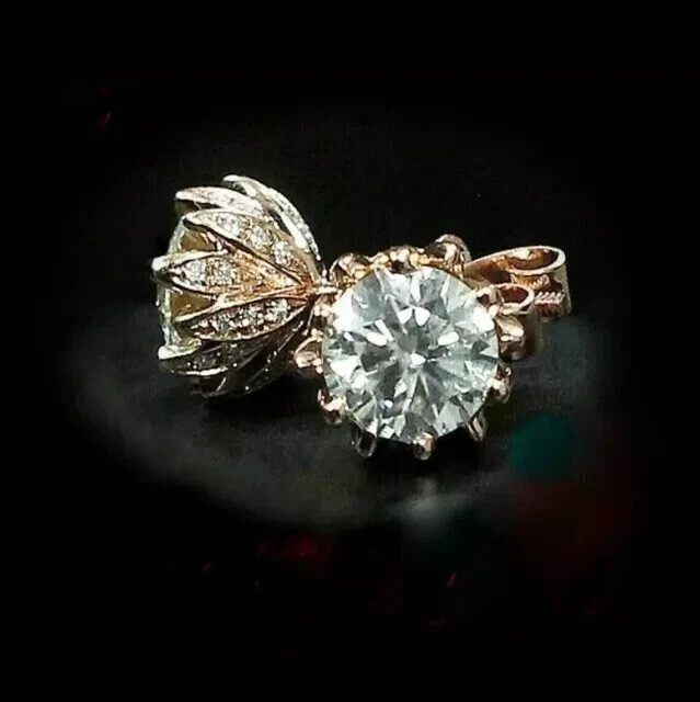 2Ct Round Moissanite Stud Earrings in 14K Rose Gold