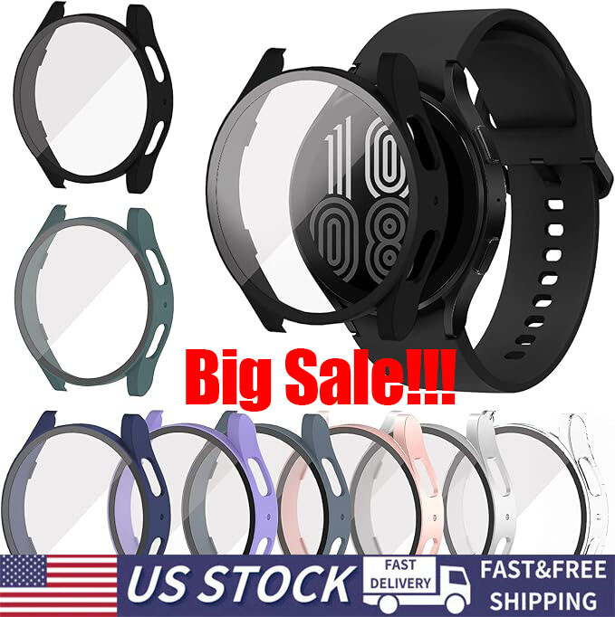 Samsung Galaxy Watch 4 5 6 7 FE 40/44 Tempered Glass Protector Screen Case Cover