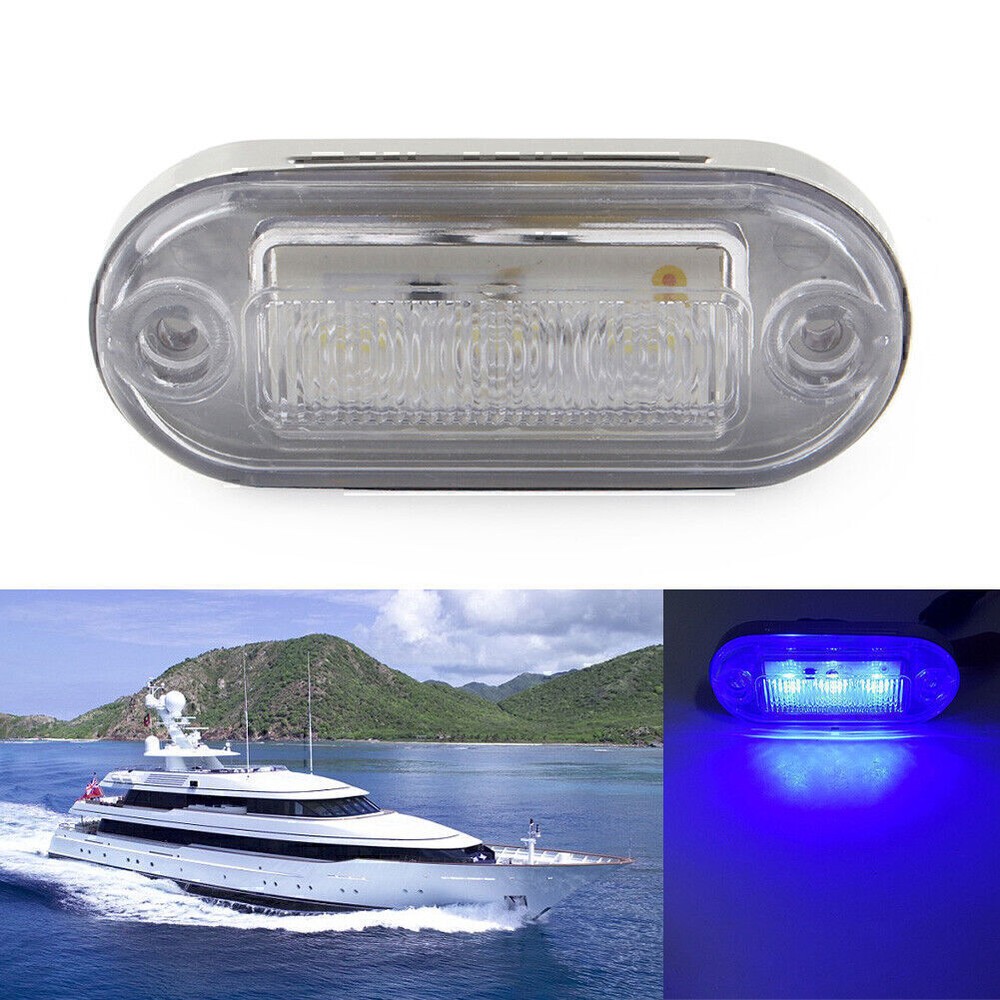 US 3528 SMD 12V 3-LED Signal Light Lamp For Truck Trailer RV Boat Blue Light