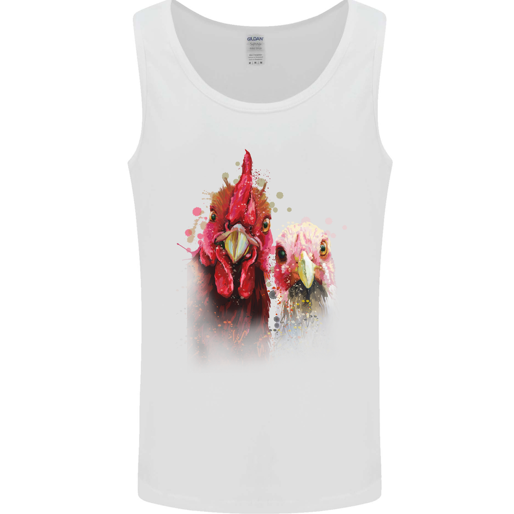 Two Colourful Chickens Watercolour Mens Vest Tank Top