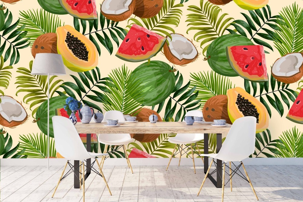 3D Fruit Leaf Pattern Wall Murals Wallpaper Murals Wall Sticker