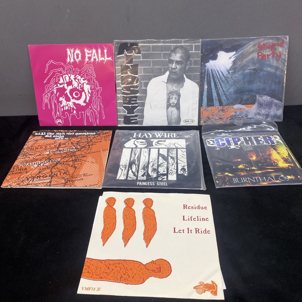 Punk Crust Metal Hardcore 45s Lot Of 7 Cipher No Fall Haywire Stupid Party VG+