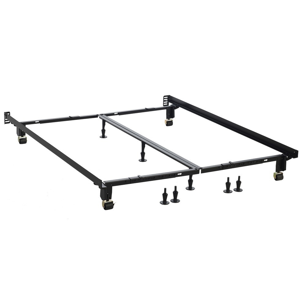 Inst-a-matic Heavy Duty Universal Bed Frame with Rollers & Black Queen