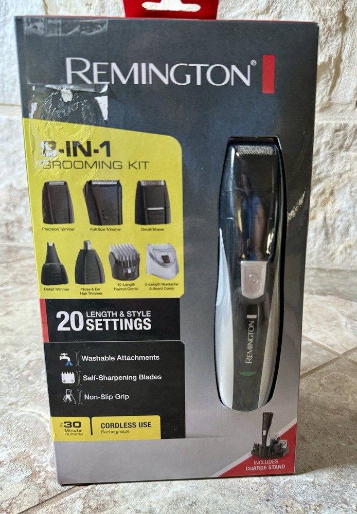 REMINGTON 8-in-1 Rechargeable Grooming Kit for Nose Ear Hair Body Trimming