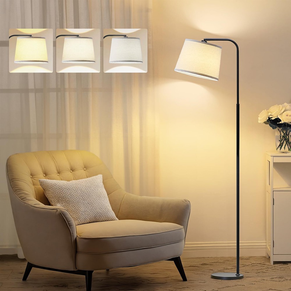 Floor Lamp for Living Room with 3 Color Temperatures, Foot Switch Standing La...