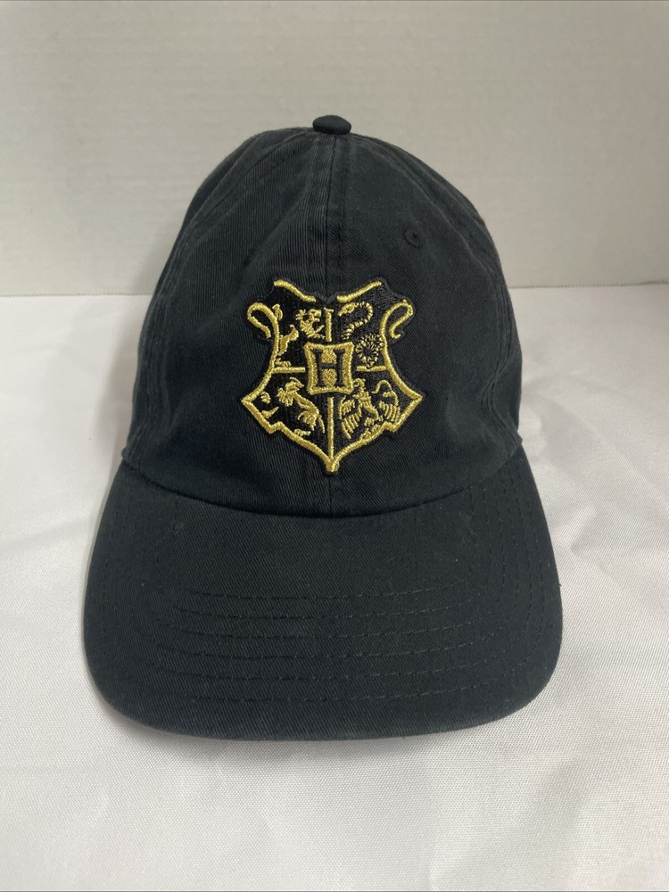 Harry Potter Hogwarts Crest Seal Hat Cap Black with Gold Logo