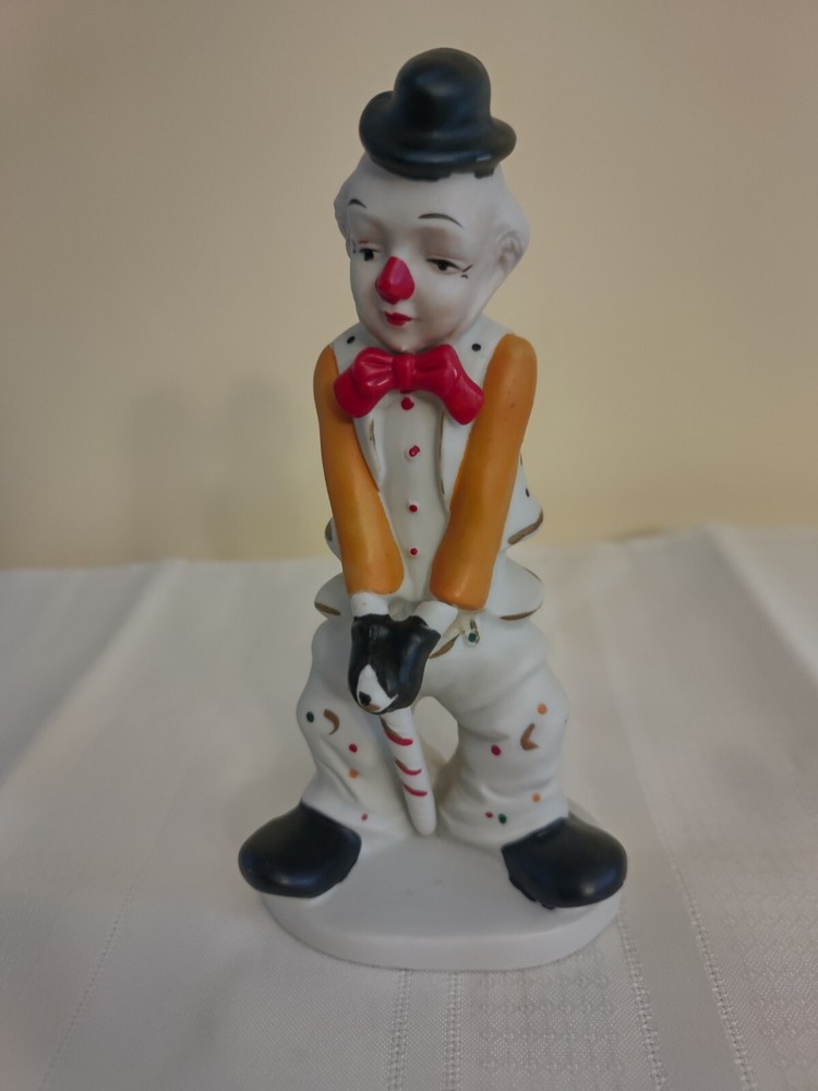 VTG Flambro Porcelain Circus Clown with Umbrella 7