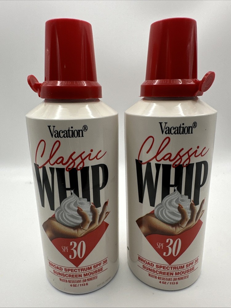 2 VACATION Classic Whip SPF 30 Sunscreen Mousse Sunblock NEW 4 oz Exp. 08/2026