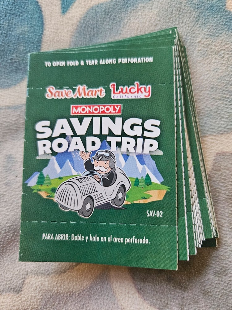 2024 Save Mart Lucky Monopoly Saving Road Trip Green Tickets Save California