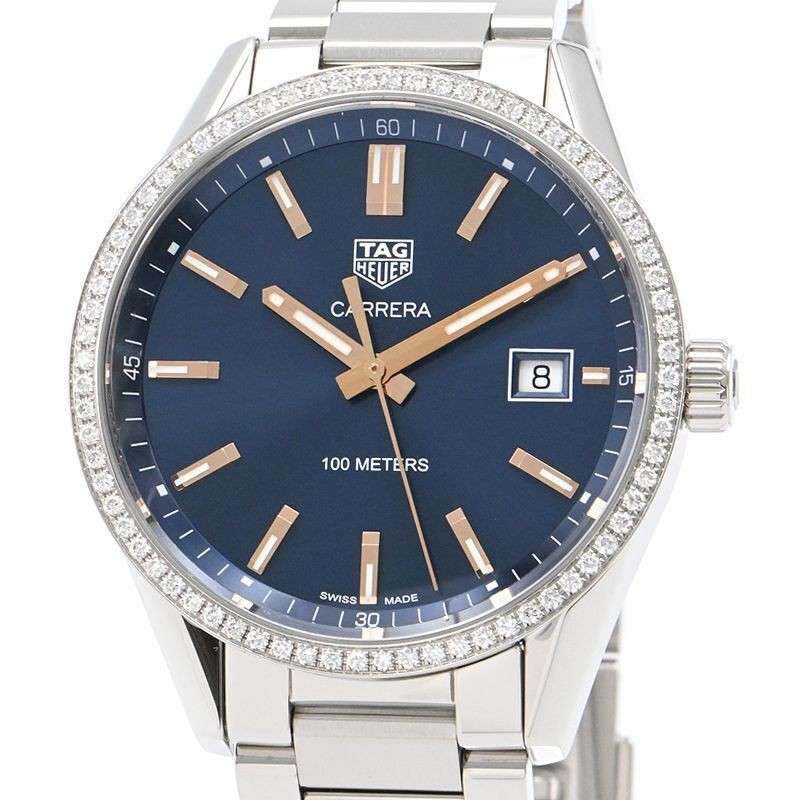 TAG Heuer Carrera WAR1114 BA0601 Blue Dial Quartz Watch with Bezel Calendar 709794