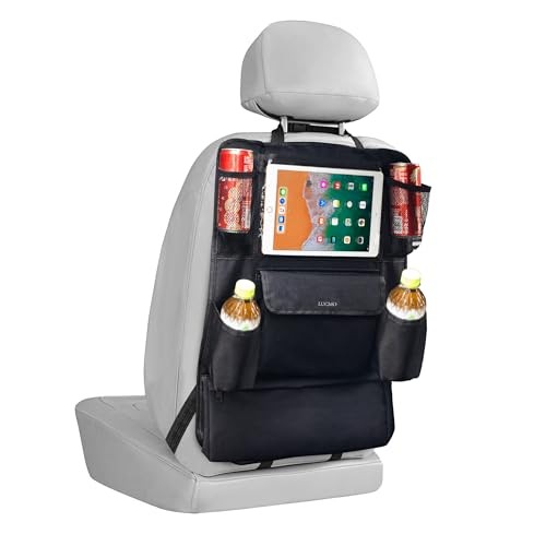 Black Car Backseat Organizer with Tablet Holder & 9 Storage Pockets