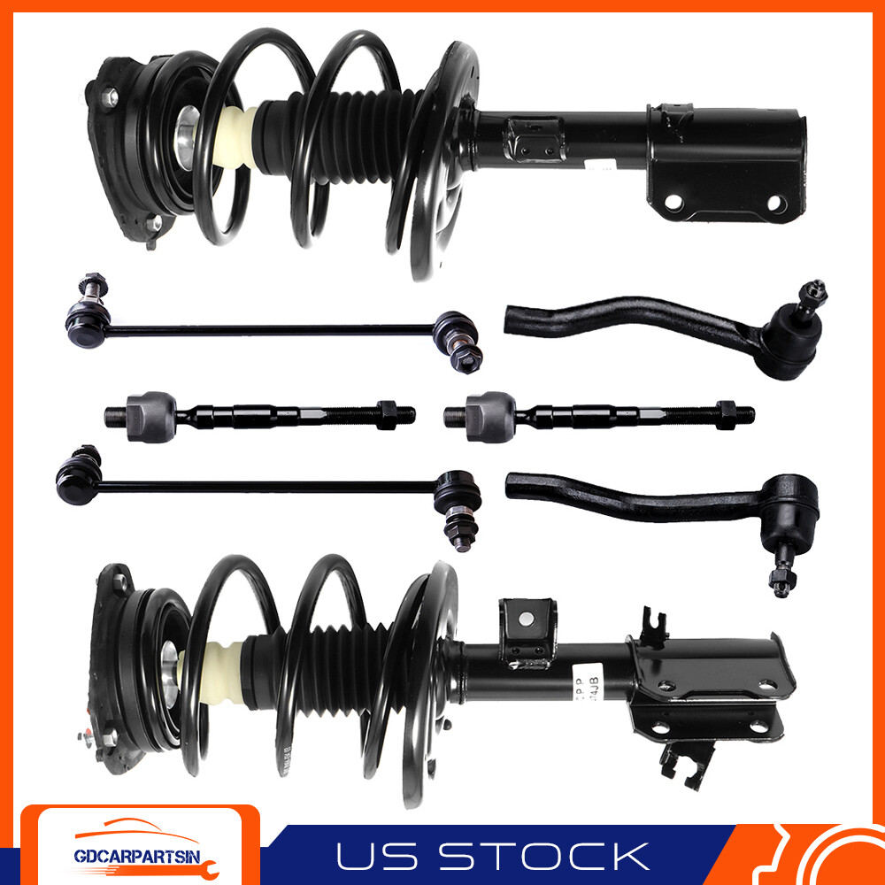 2007-12 Nissan Altima 2.5L Front Strut Assembly Kit with Coil Springs Sway Bars & Tie Rods