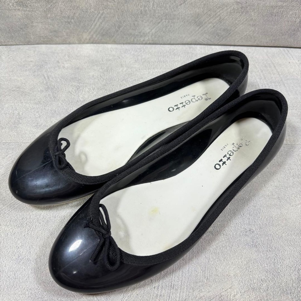 Rare Repetto Black Rubber Ballet Flats Size 38 EU 24cm US 7.5