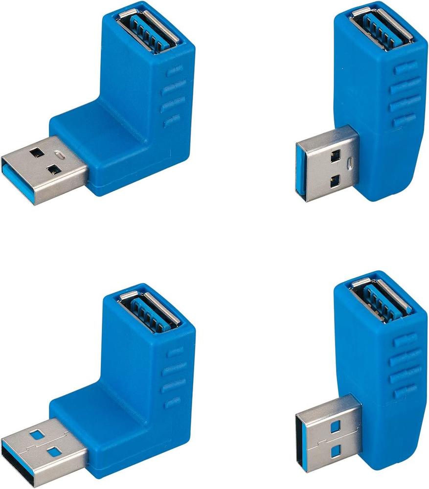 USB 3.0 Male to Female Extension Adapter 4Pack Multi-Directional Connector