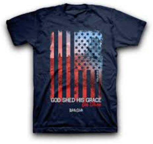 Back To ScHool Flag Patriotic USA Christian T-Shirt NAVY YOUTH LARGE  NEW-image