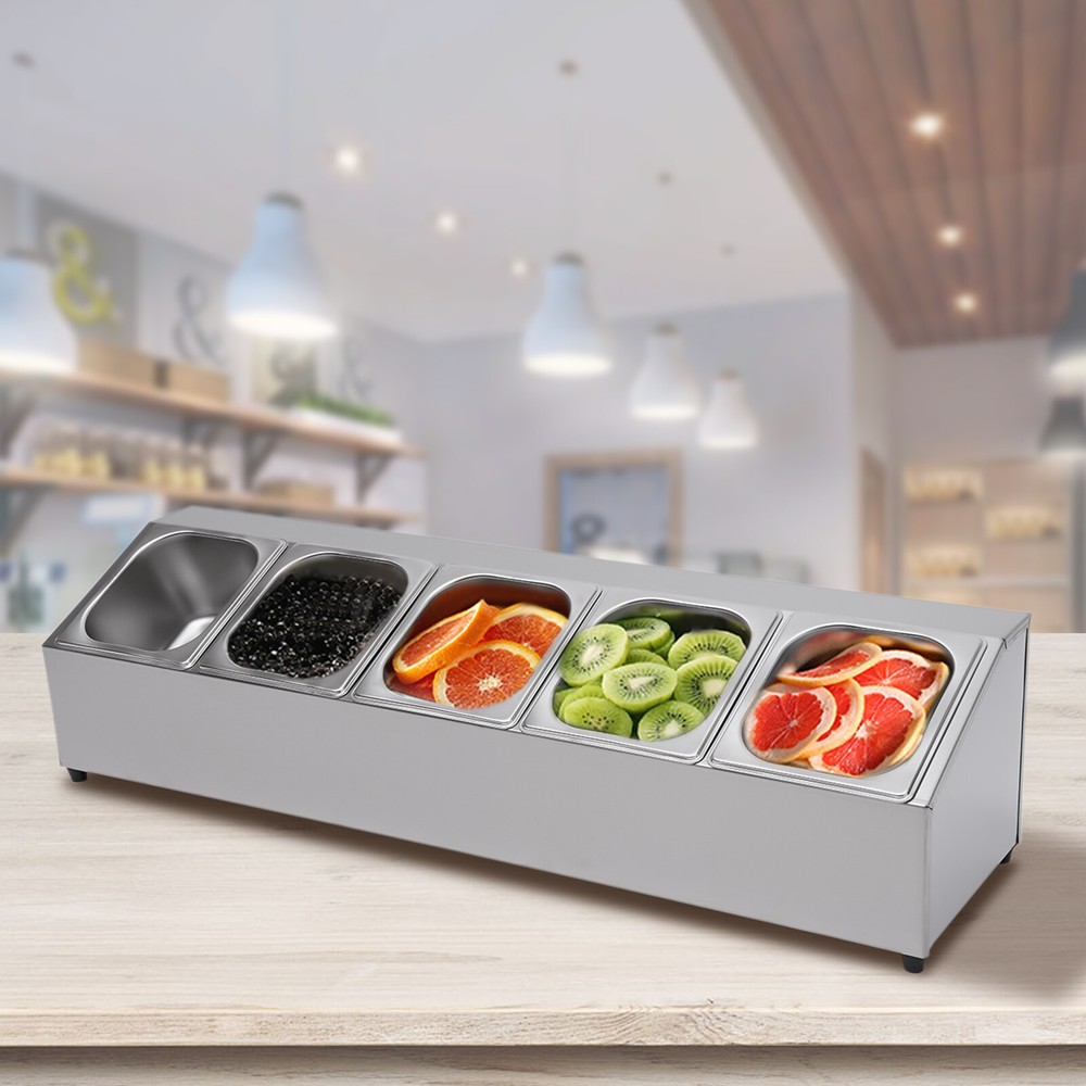 Spice Rack Shelf Inclined Seasoning Organizer Holder Stainless Steel Five Pans