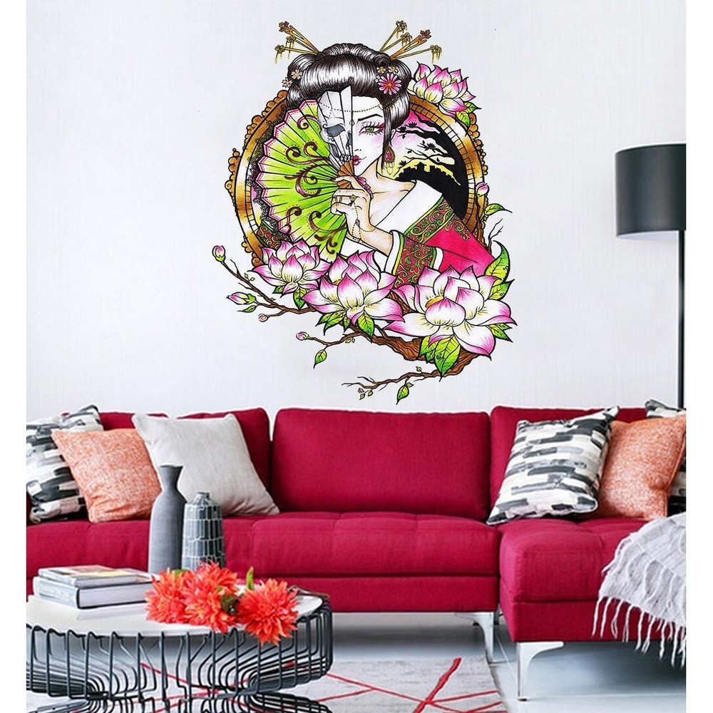 Flowered Geisha Wall Decal, Flowered Geisha sticker