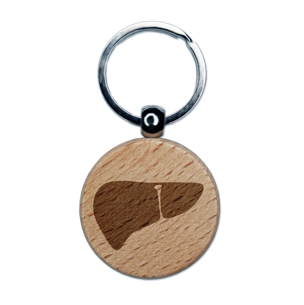 Liver Organs Anatomy Body Part Engraved Wood Round Keychain Tag Charm