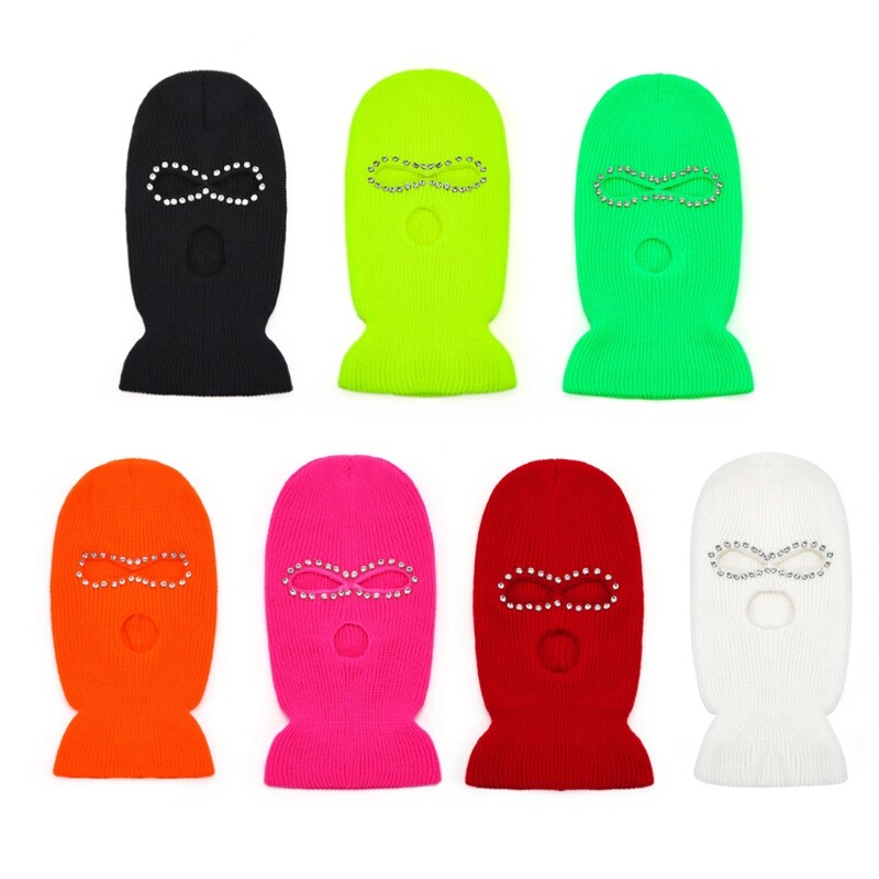 3-Hole Face Mask Knit Face Cover Balaclava Face Mask for Winter Outdoor Sports