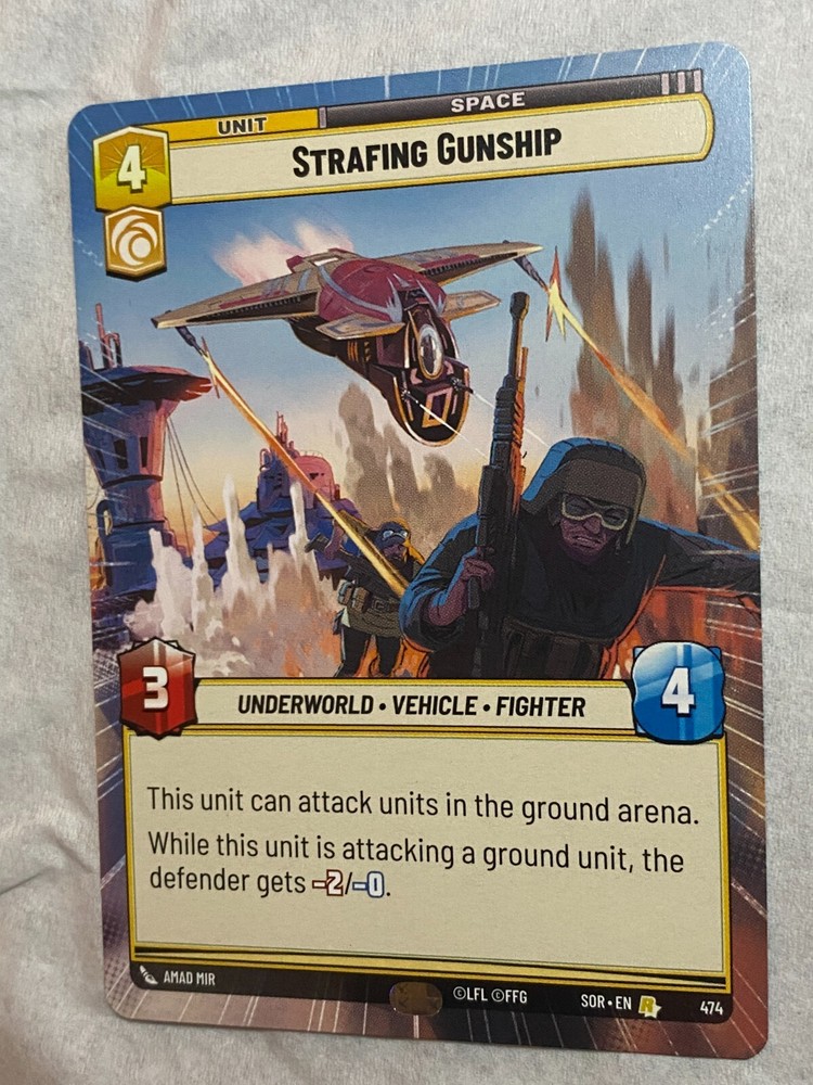 STAR WARS UNLIMITED TCG SoR STRAFING GUNSHIP HYPERSPACE Rare Card NM