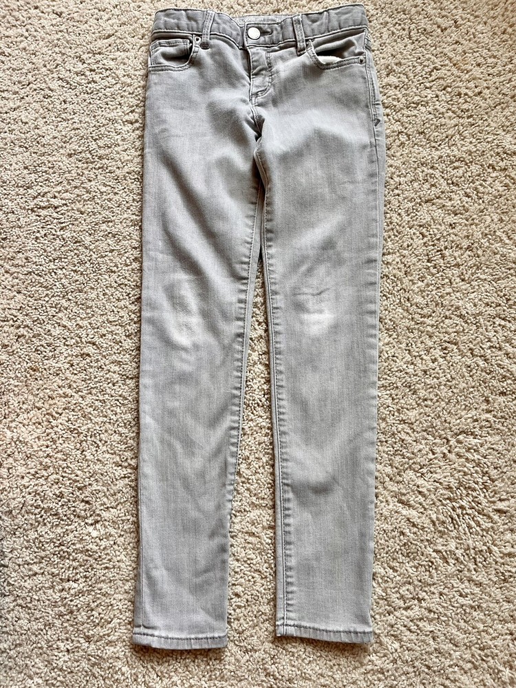 Gap Kids Denim Gray Jeans Girls 8 Regular Stretch Super Skinny Adjustable Waist