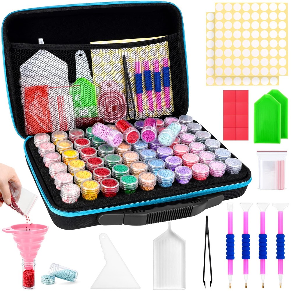 Fundaful Diamond Painting Storage Containers, 60 Slots Beads Organizer Box
