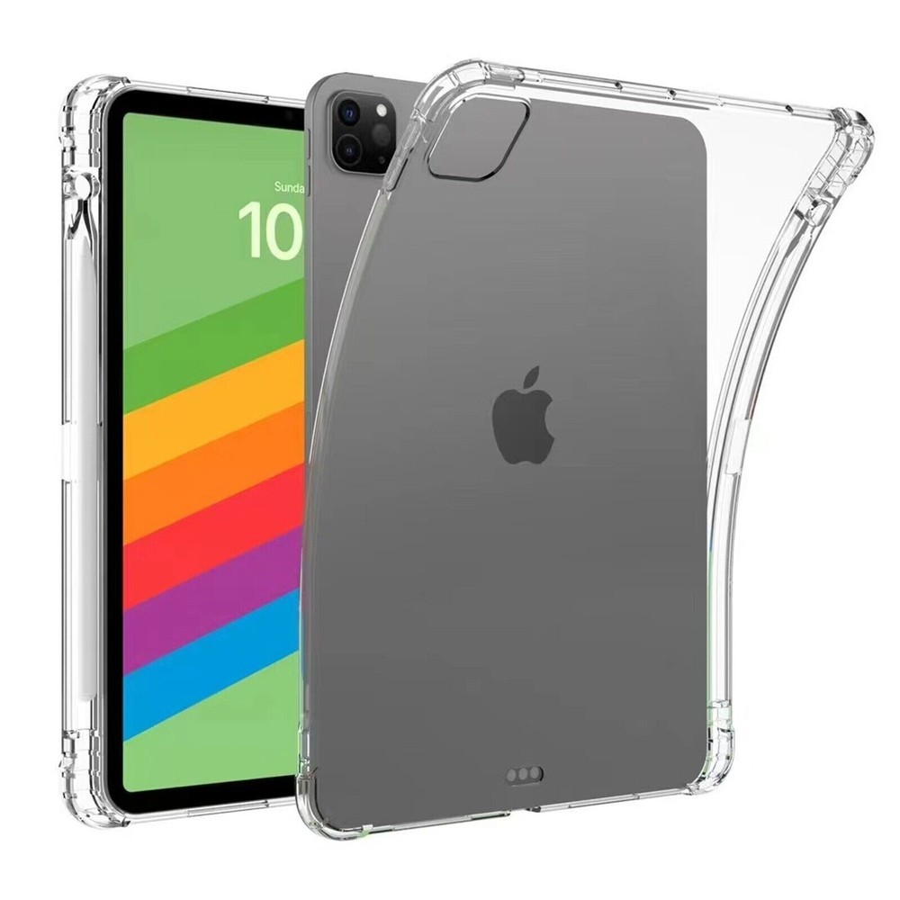 Shockproof Clear TPU Case with Pencil Holder for iPad Pro 11 13 inch 2024