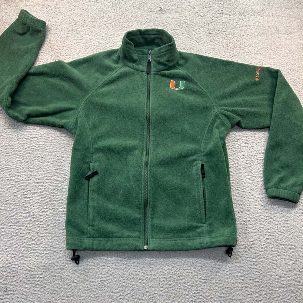 Miami Hurricanes Womens Medium Green Fleece Jacket NCAA Columbia Sportswea