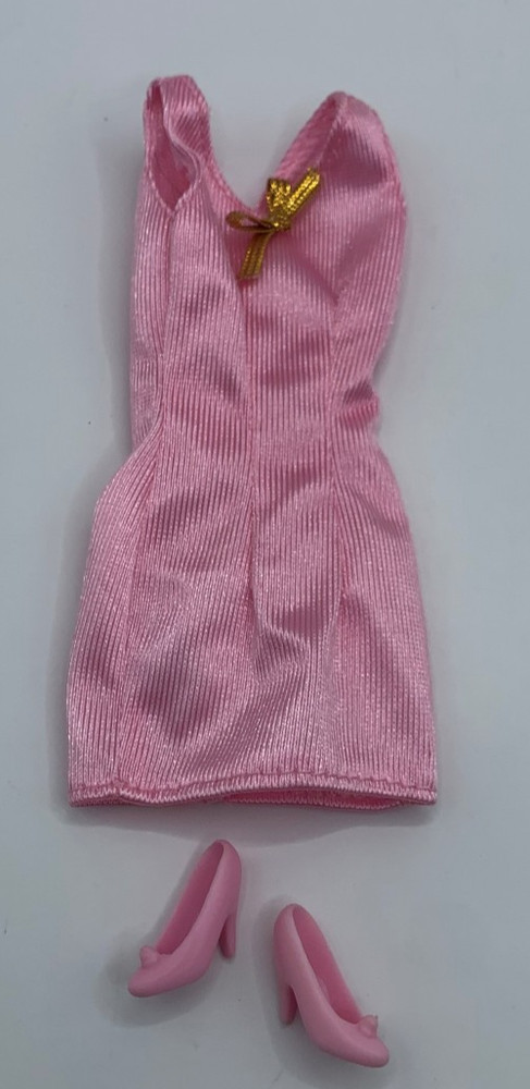 Vintage Barbie Fashions Outfit Pale Pink Short Simple Night Dress Clothes Shoes