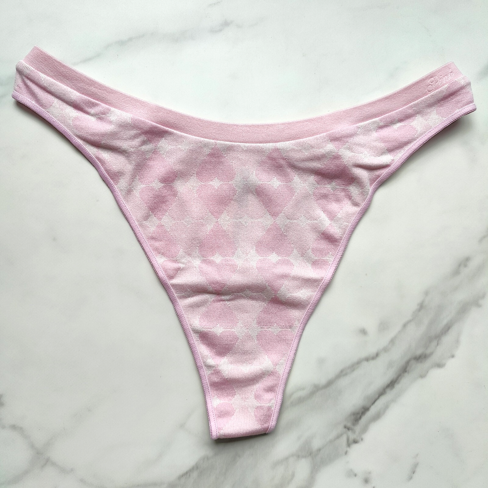 PINK Victoria's Secret Heart Jacquard Seamless High-Leg Thong Panty SZ S/M