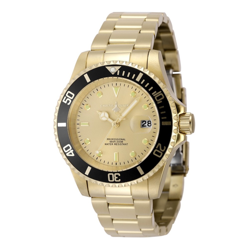 Chase Durer Invicta Mens 40mm Gold Pro Diver Quartz Watch CDW-0129