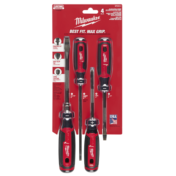 Milwaukee MT200-6 Cushion Grip Screwdrivers - Set of 6, Red