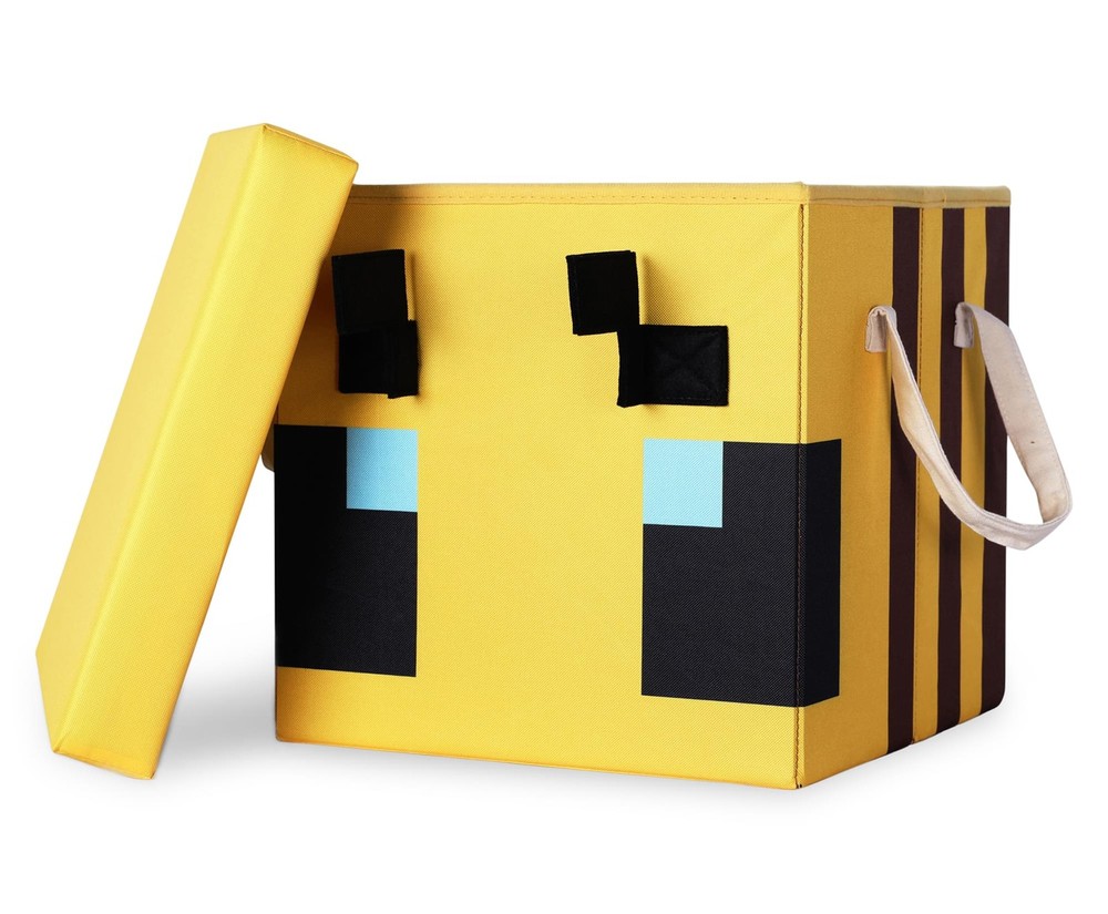 Minecraft Bee Themed 15-Inch Fabric Storage Bin with Lid