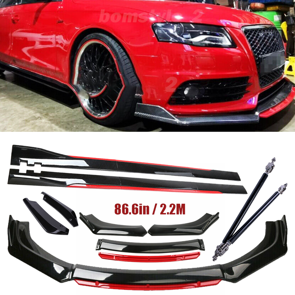 For Audi A4 B8 B9 S4 Sedan Front Bumper Lip Spoiler Splitter Side Skirt Body Kit