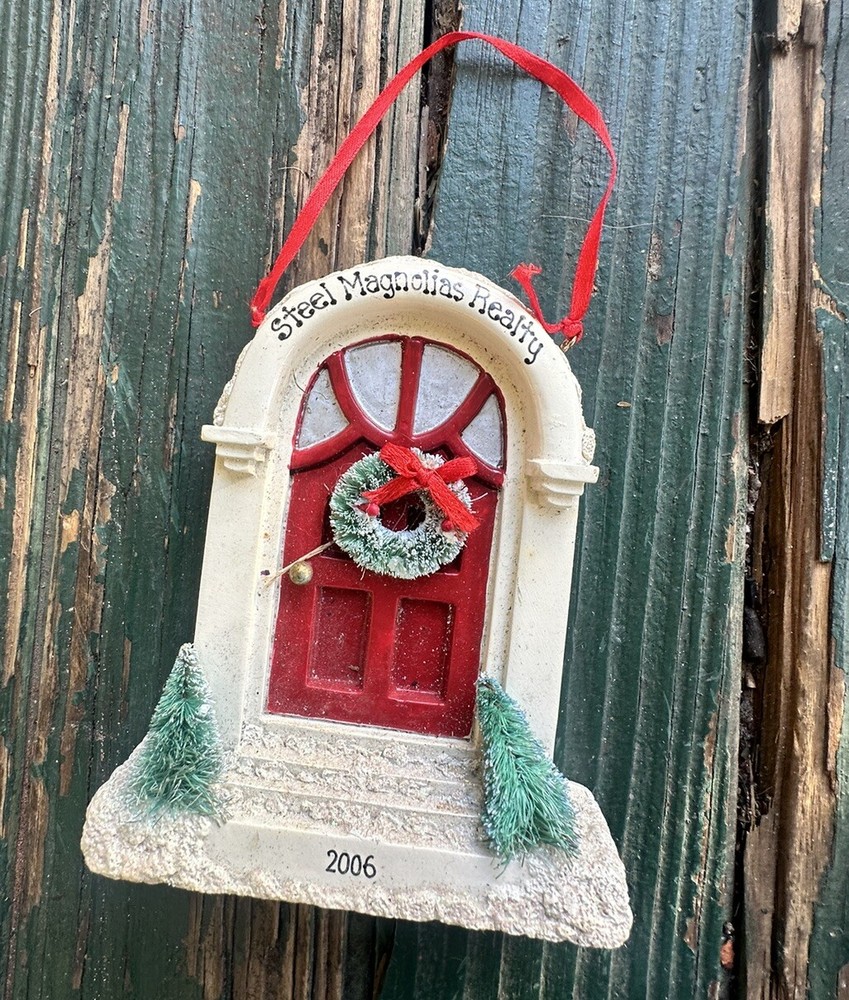 Front Red Door Holiday Wreath with Magnolia & Christmas Ornaments