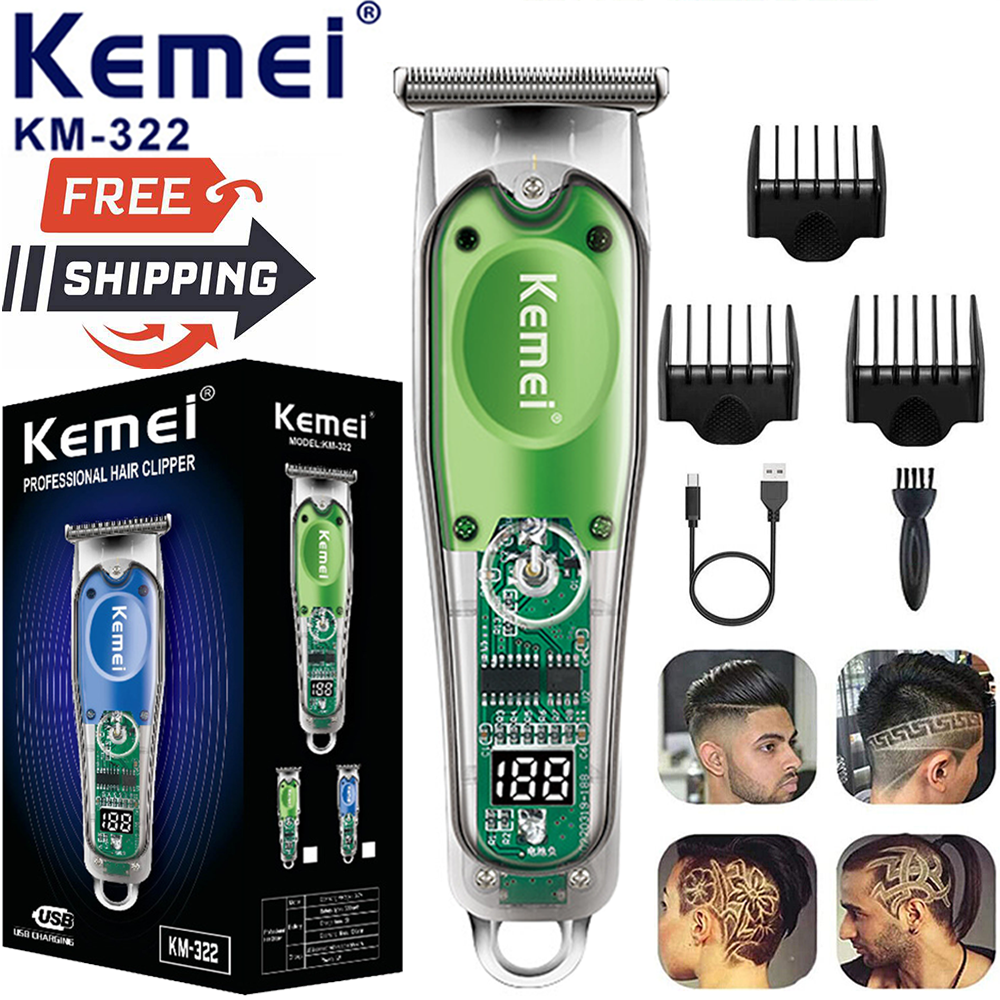Kemei Zero Gapped Cordless Hair Clipper Rechargeable Trimmer BK for Men