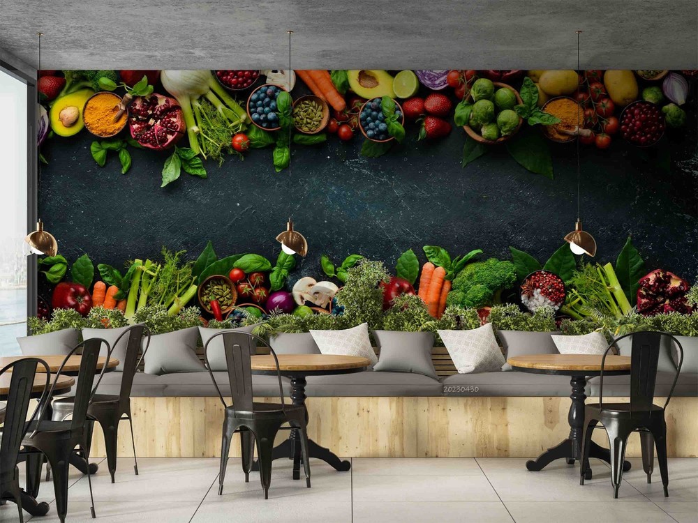 3D Vegetables Fruit Food Wall Murals Wallpaper Murals Wall Sticker