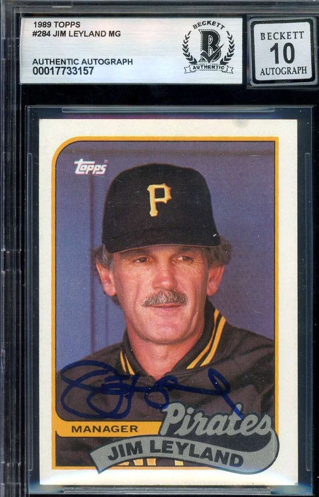 Jim Leyland Gem Mint 10 Beckett BAS Signed 1989 Topps Autographed